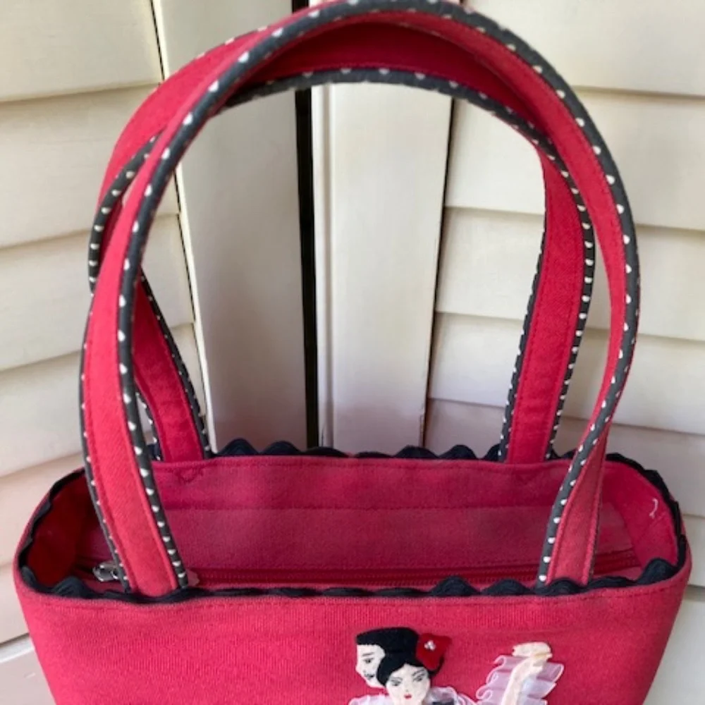 Lulu Guinness "Flamingo Dancers" Handle Bag💃 - Picture 6 of 11